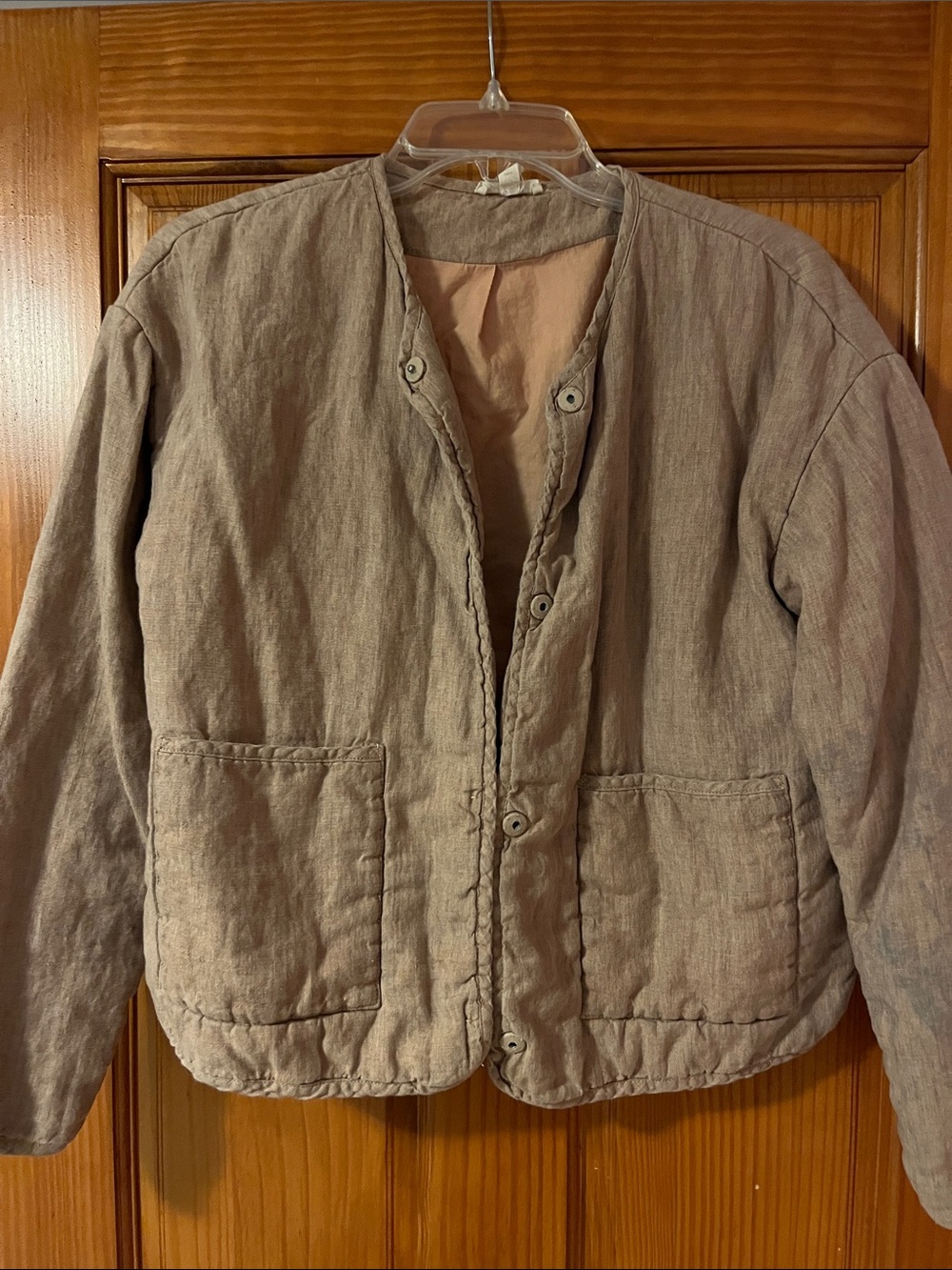 Eileen Fisher Neutral Taupe quilted Utility Jacket